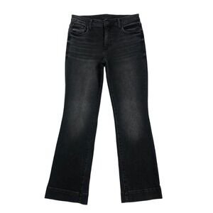 Kut from the Kloth Kelsey Fab Ab Ankle Flare Jeans High Rise Black Wash Size 6